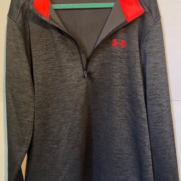 Under Armour Hustle Fleece Pullover XXLT Loose Fit Gray Red Quarter Zip - Picture 4 of 5